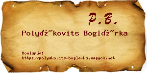 Polyákovits Boglárka névjegykártya